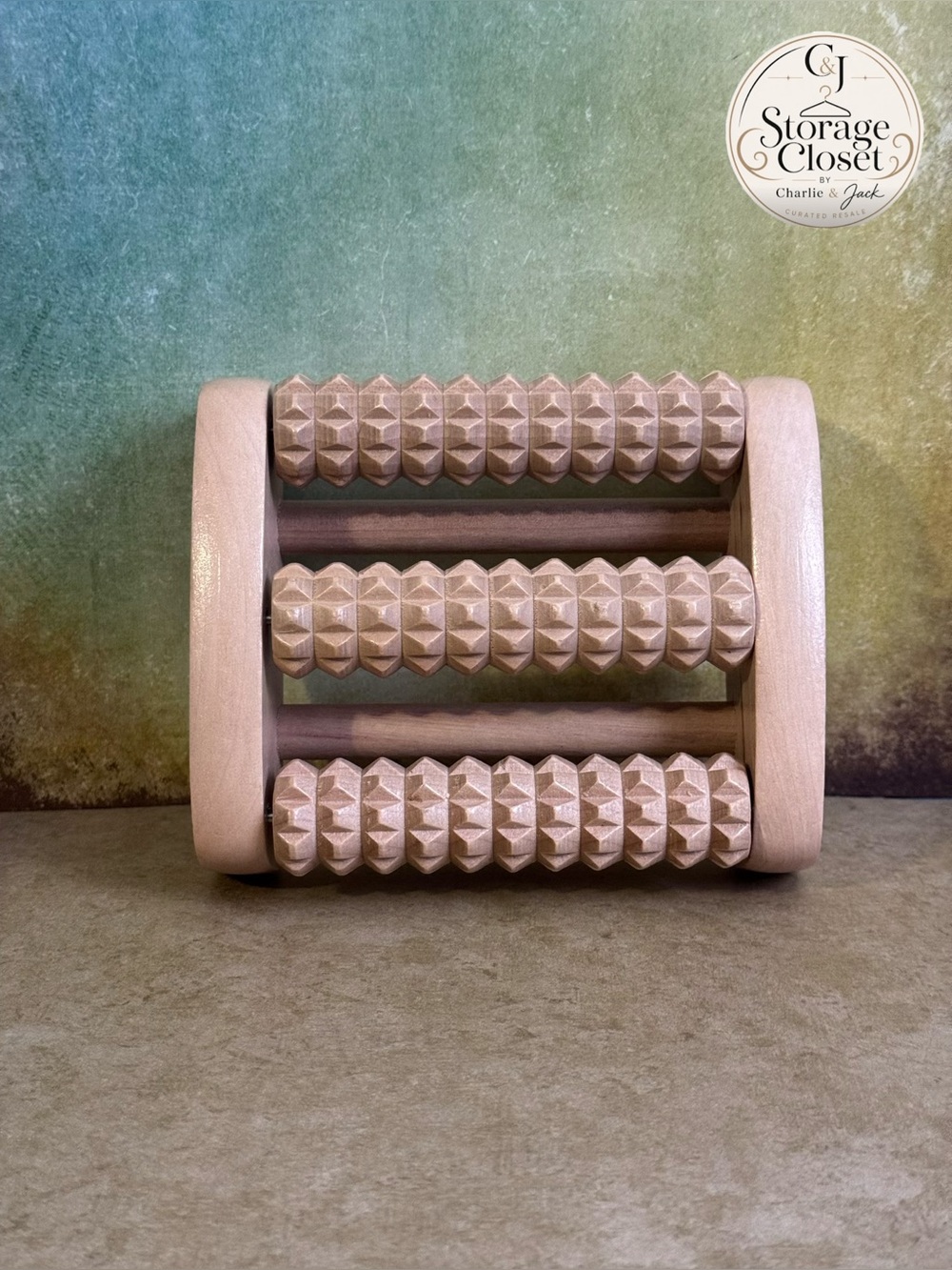Source Unknown Natural Wood Three-Roller Foot Massager - Light Beige